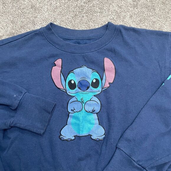 Disney Lilo & Stitch Graphic Pullover Sweatshirt Boys Kids Medium Blue Crew Neck - Picture 3 of 14